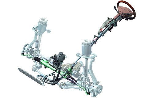 Υδραυλικό σύστημα υποβοήθησης από Mercedes GL, με είσοδο σήματος από αισθητήρα ταχύτητας οχήματος. Προσέξτε την σερπαντίνα ψύξης του υγρού μπροστά